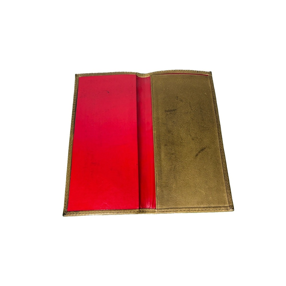 Dooney and Bourke Leather Checkbook Insert (7 1/2" X 4") Olive Red Wallet Vtg
